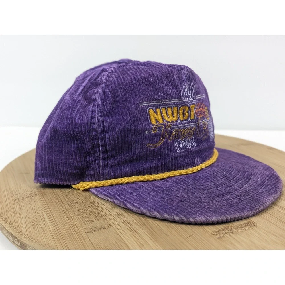 Vintage NWBT Kansas‎ City Basketball Hat Purple Corduroy USA Made 1988 80s Cap